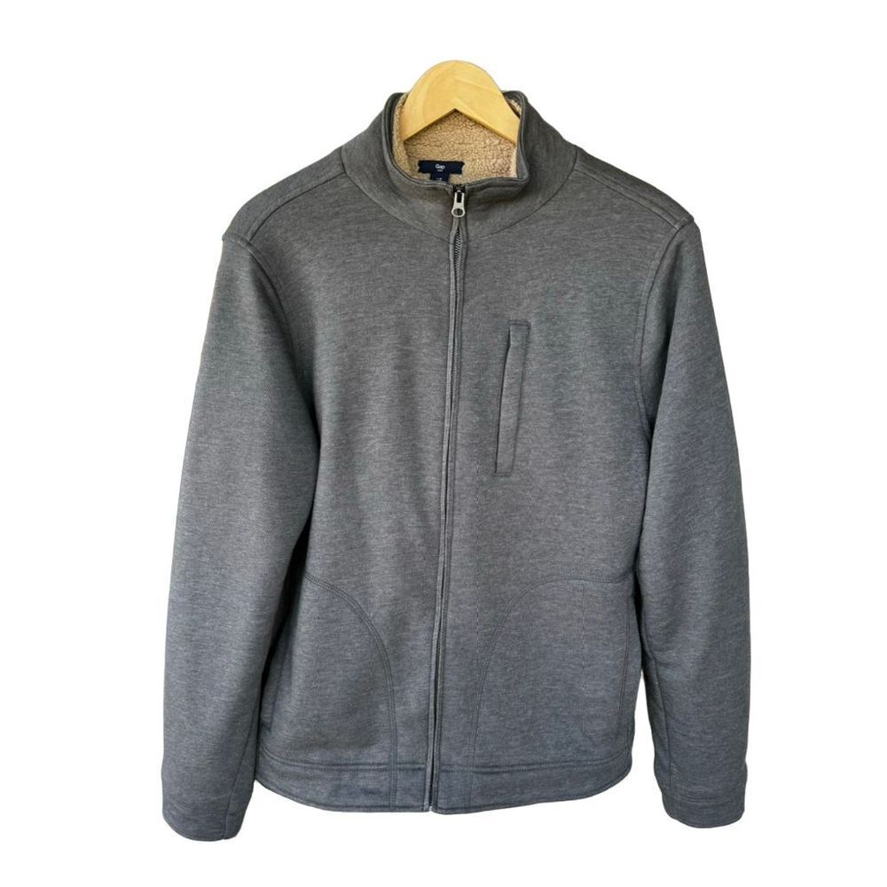 GapSherpa Fleece Jacket Gray Zip‎ Closure Men’s M